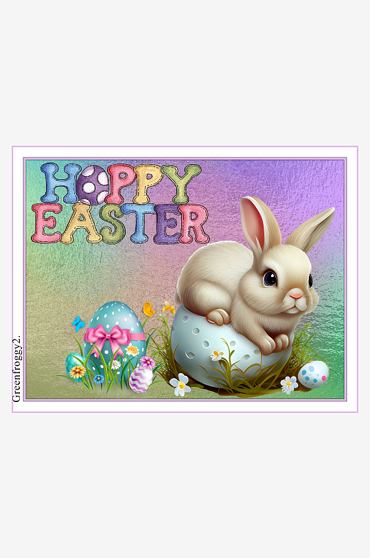 复活节兔子与彩蛋装饰画-众图网