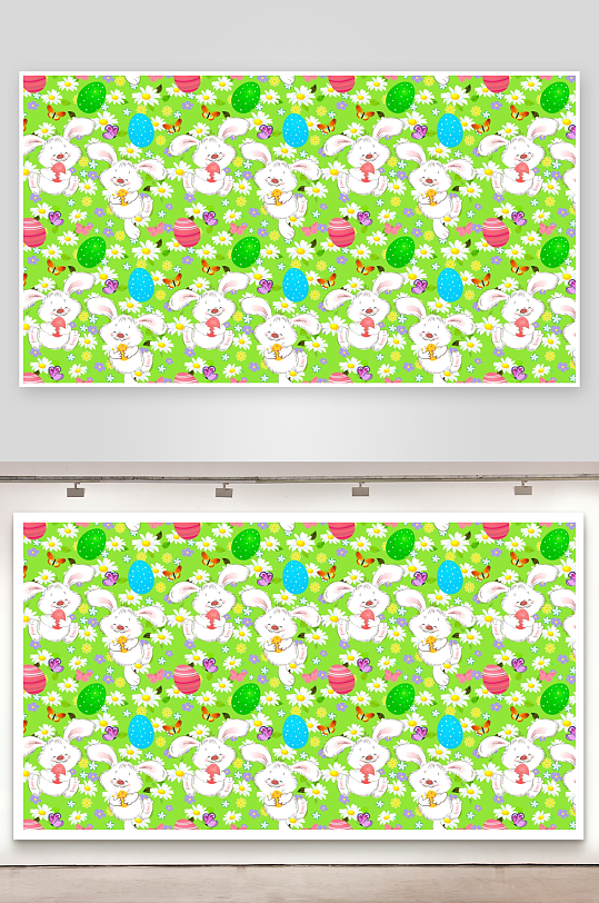 复活节兔子彩蛋花卉图案-众图网