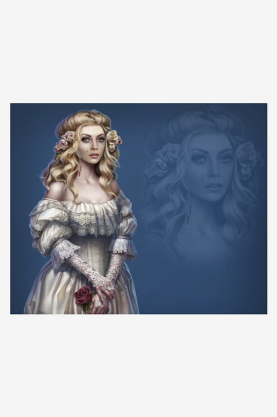 古典风格女性肖像画-众图网