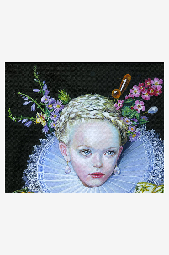 古典风格少女肖像画-众图网