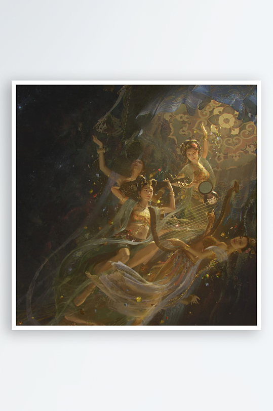 古典飞天仙女飘逸舞姿-众图网