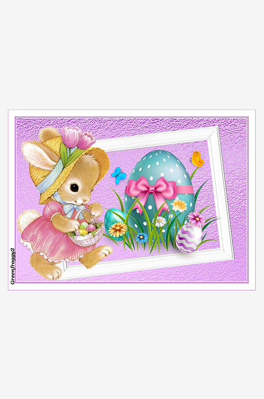 复活节兔子手捧彩蛋温馨画面-众图网