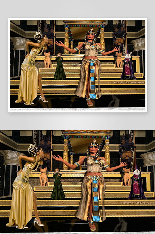 古埃及风格人物场景艺术画-众图网