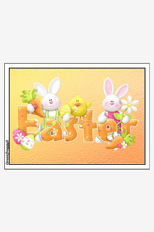 复活节卡通兔子与彩蛋装饰画-众图网