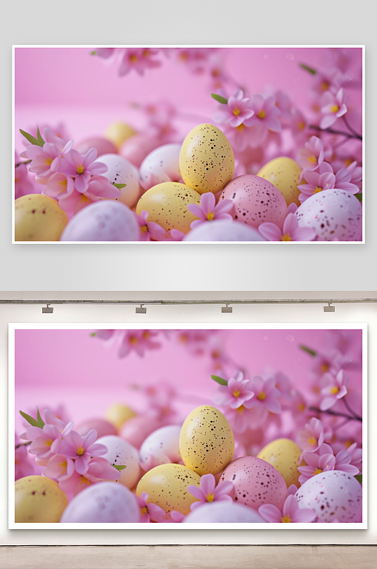 复活节彩蛋与樱花装饰-众图网