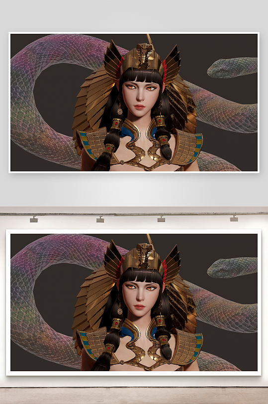 古埃及风格女性与蛇的奇幻艺术-众图网