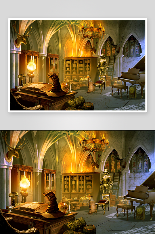 古堡书房奇幻场景-众图网