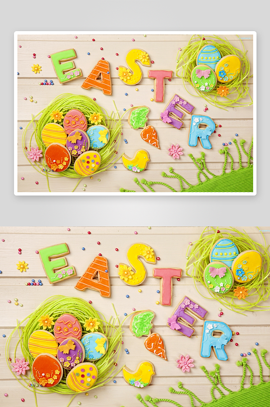 复活节彩蛋饼干创意摆盘-众图网