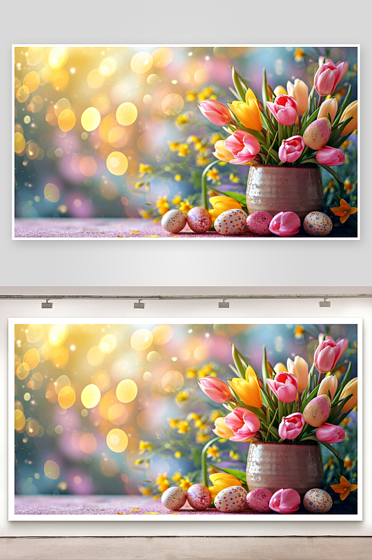 复活节花篮与彩蛋静物-众图网