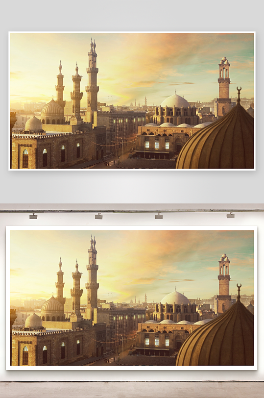 夕阳下的清真寺建筑群-众图网