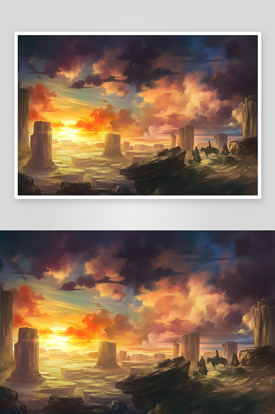 夕阳下的荒漠骑士-众图网