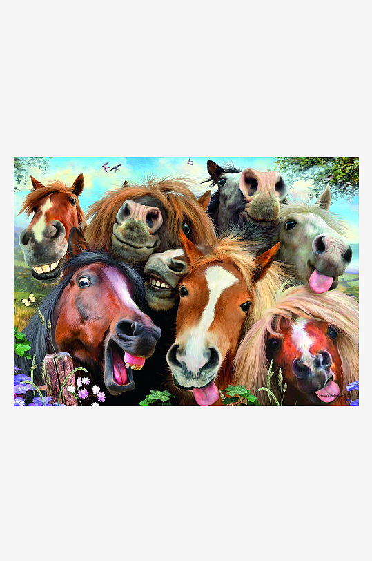 多匹搞笑表情马群聚图-众图网