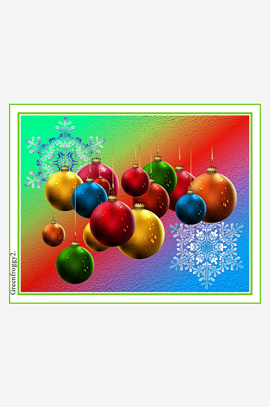 多彩圣诞球与雪花装饰图案-众图网