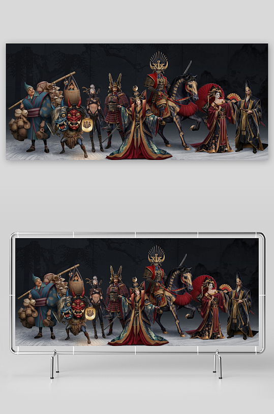 古风人物群像艺术插画-众图网