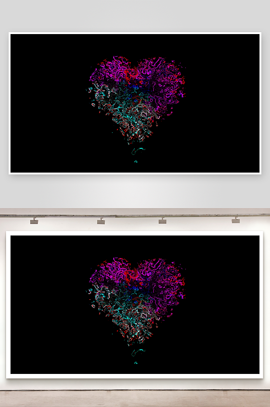 多彩心形图案艺术设计-众图网