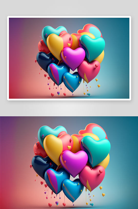 多彩心形气球梦幻背景-众图网