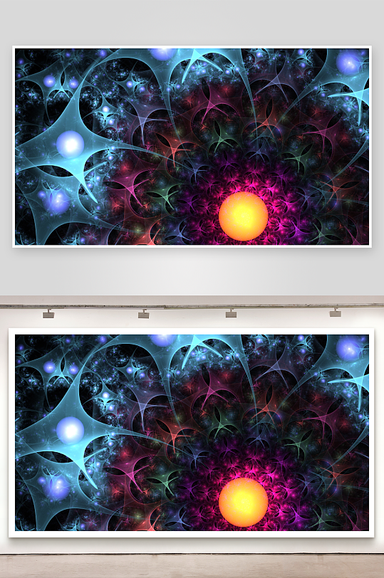 多彩抽象图案中心发光球体-众图网