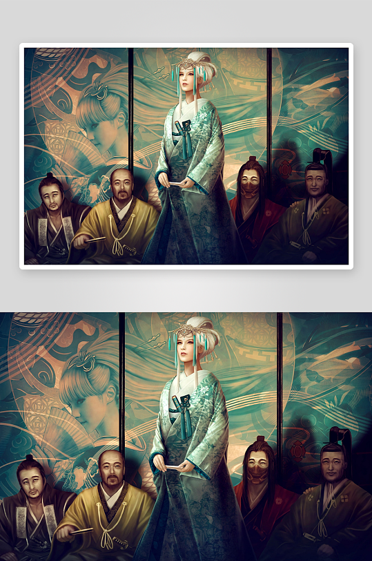 古风仕女与文人雅士画卷-众图网