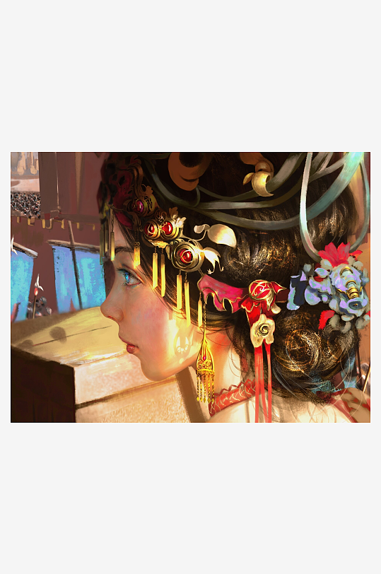 古风仕女头饰特写-众图网