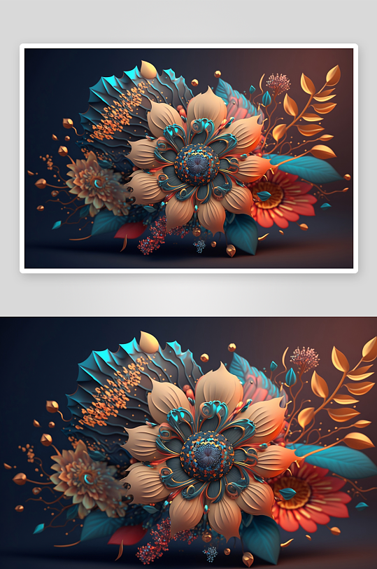 多彩抽象花卉艺术图案-众图网