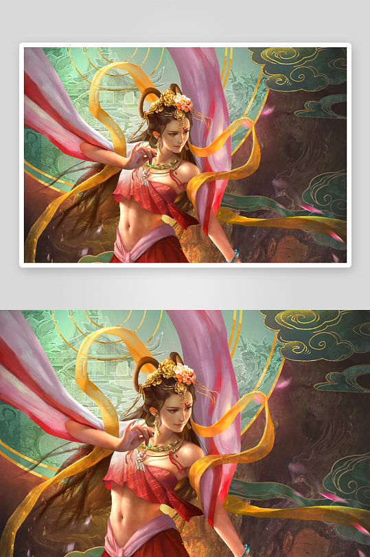 古风仕女飘带飞舞唯美画面-众图网