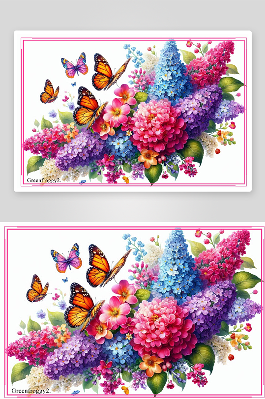 多彩花卉与蝴蝶的美丽画卷-众图网