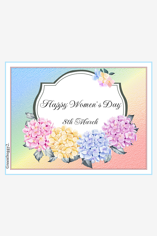 多彩花卉庆祝妇女节贺卡-众图网