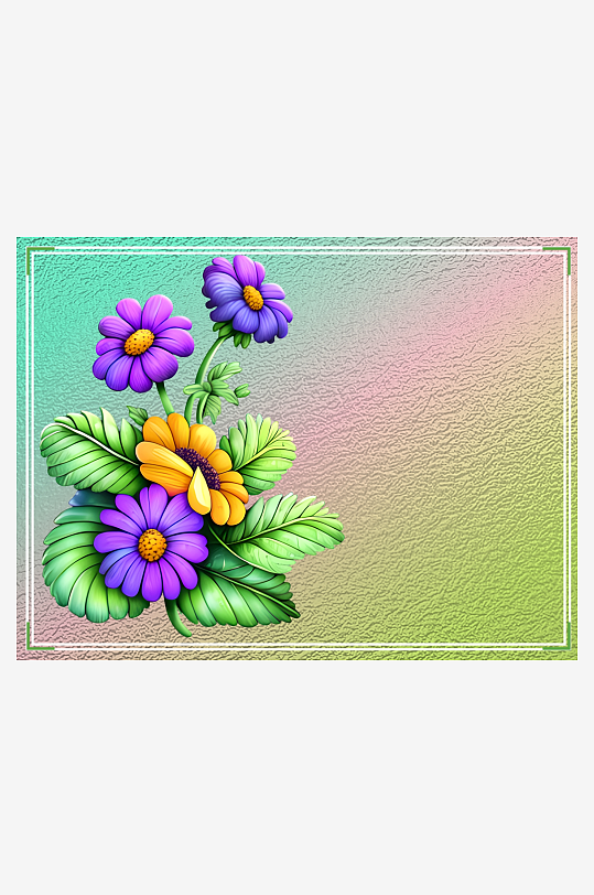 多彩花卉插画背景-众图网