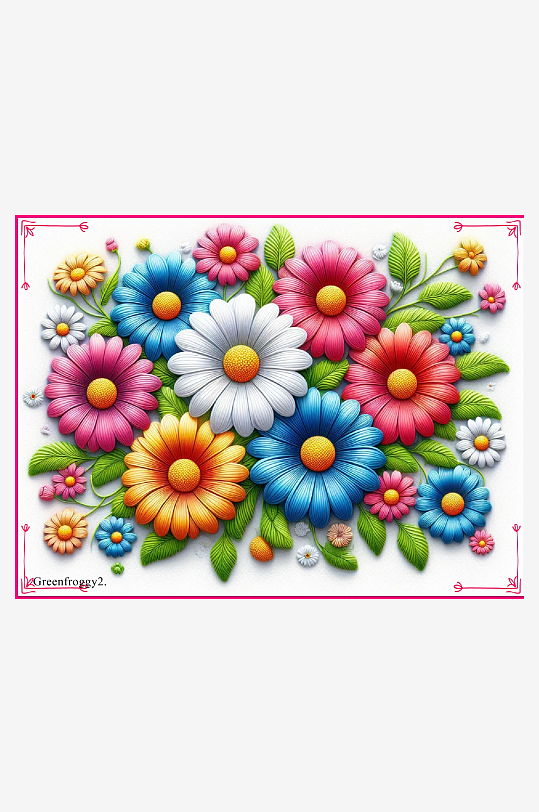 多彩花卉艺术图案-众图网