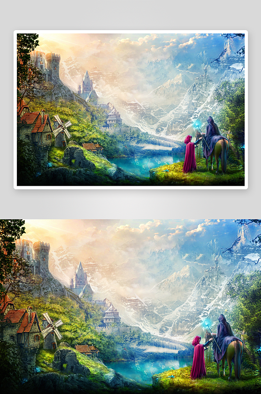奇幻城堡与魔法旅人-众图网