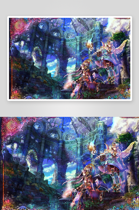 奇幻城堡中的天使与少女-众图网