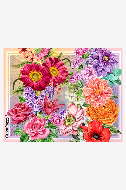 多彩花卉艺术画作-众图网