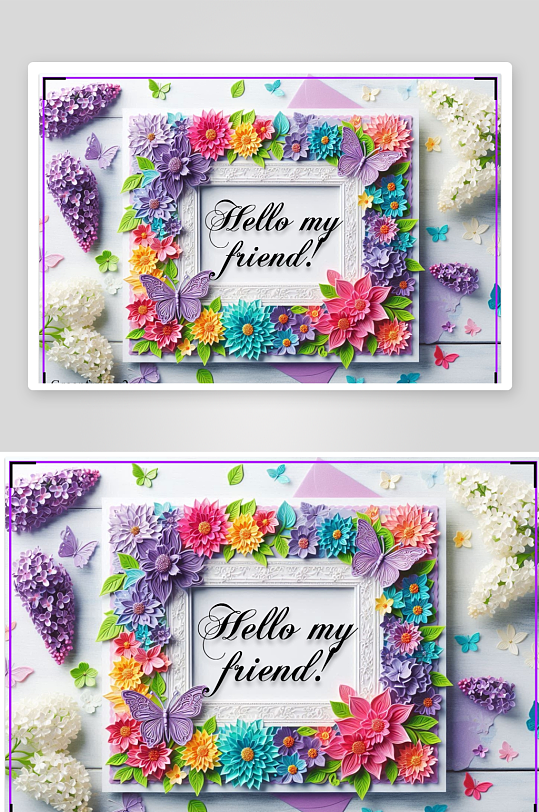 多彩花卉蝴蝶装饰画-众图网