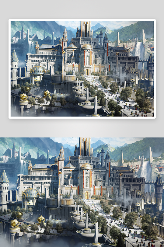 奇幻城堡全景图照片摄影-众图网