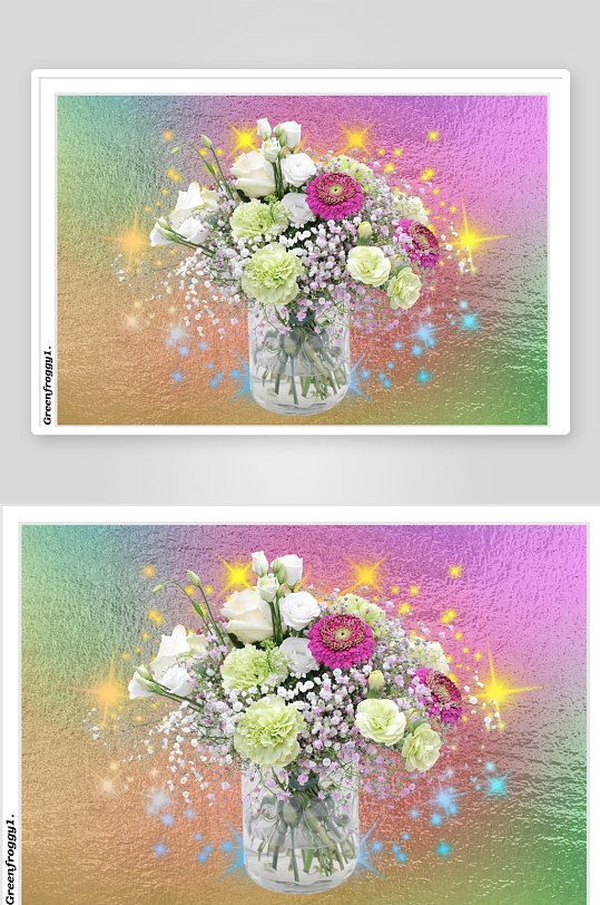 多彩花束玻璃瓶装绚丽背景-众图网