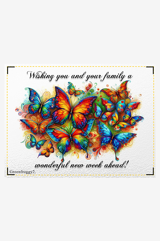 多彩蝴蝶艺术图案祝福卡片-众图网