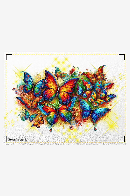 多彩蝴蝶艺术画作-众图网