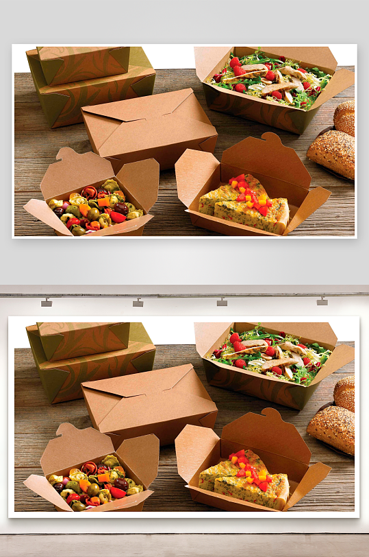 多种外卖餐盒美食展示-众图网
