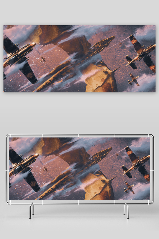 多架战机编队飞行穿越云层-众图网