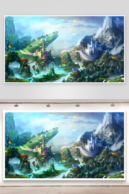 奇幻城堡山水画照片摄影-众图网