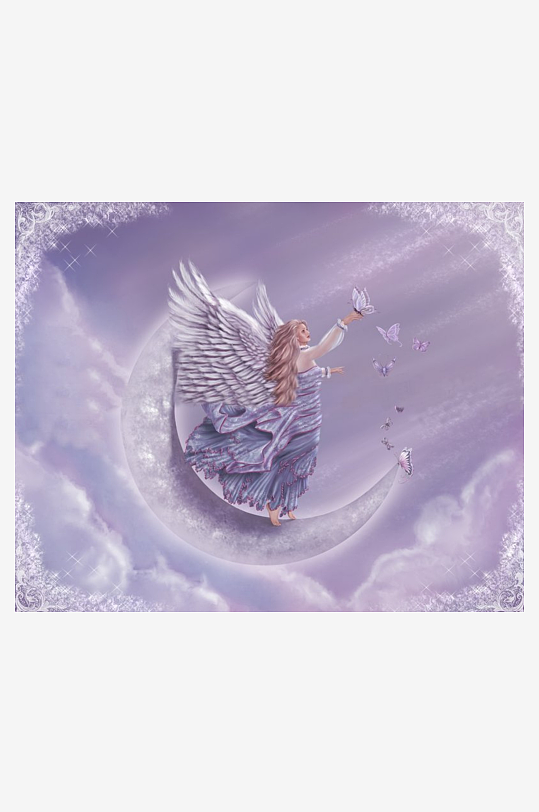 天使月上舞蝴蝶照片摄影-众图网