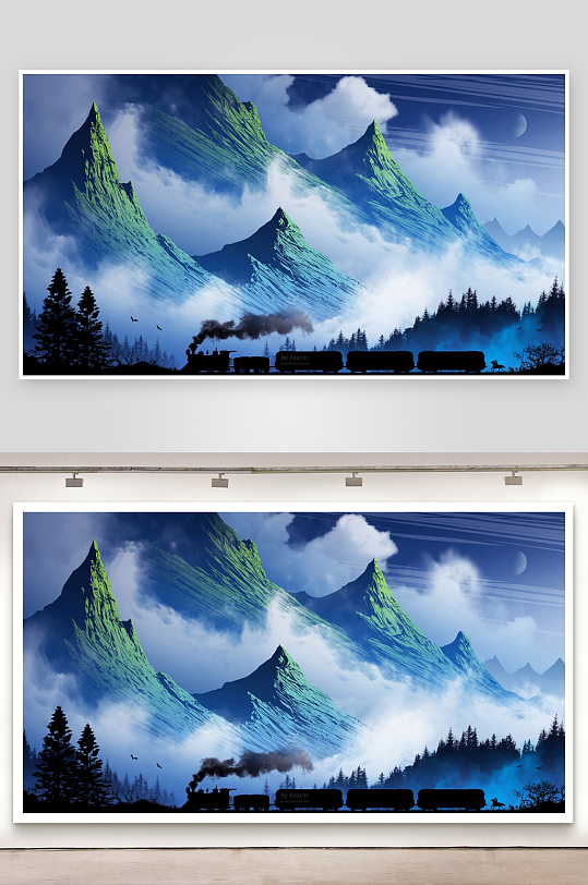 奇幻山脉火车景观-众图网