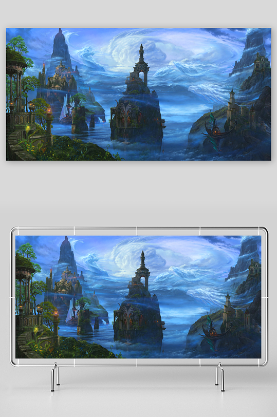 奇幻岛屿云海仙境景观-众图网