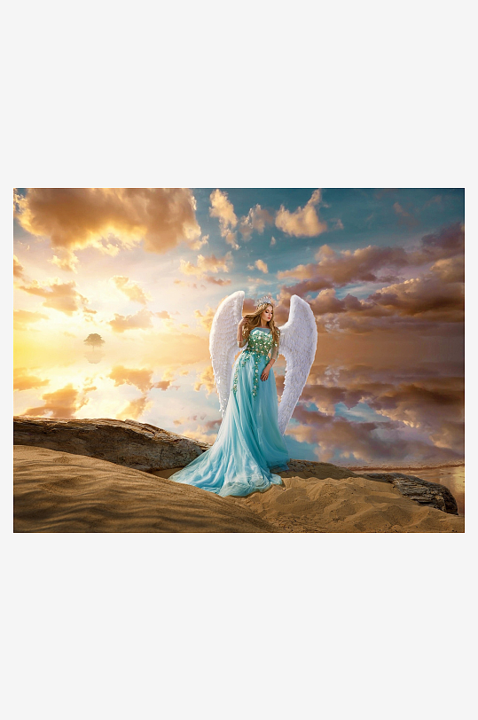 天使立于沙丘云端之上-众图网