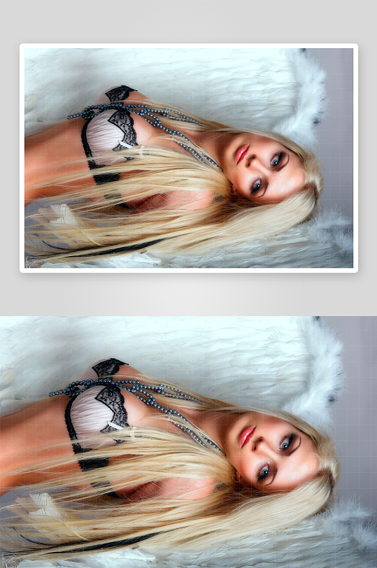 天使翅膀下的金发女性肖像-众图网