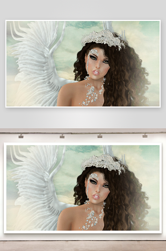 天使装扮女性肖像-众图网