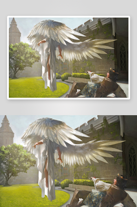 天使降临城堡庭院-众图网