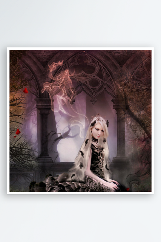 奇幻城堡幽灵女子肖像-众图网