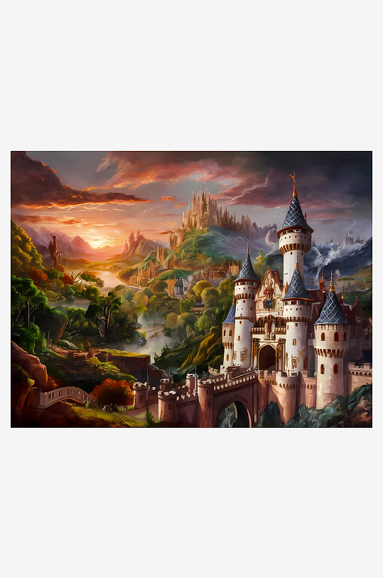 奇幻城堡日落美景-众图网