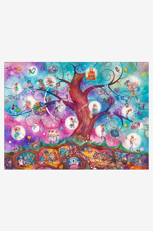 奇幻树精灵共生图-众图网